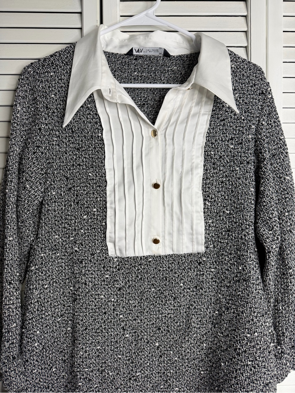ZARA Preppy Tweed Contrast Bib Collar Dress  XL Pre‑Loved Chic dark academia - Picture 4 of 7